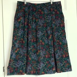 Vintage 90s L.L. Bean Cotton Corduroy Fruit + Floral Skirt